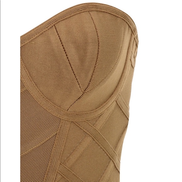 SOLD ON DEPOP‼️ Light tan strapless bandage dress - Picture 5 of 5